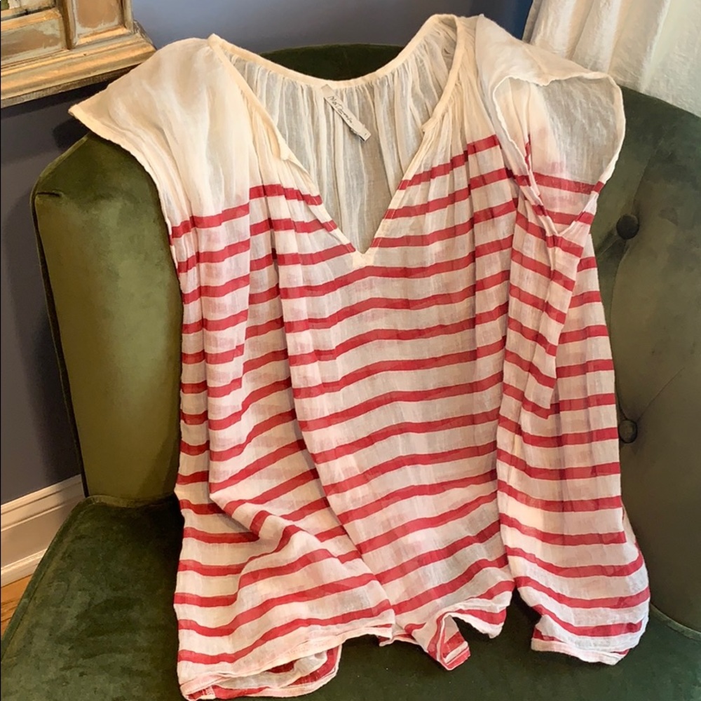 RED and cream striped mes demeiselles gauzy shirt